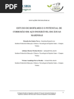 Estudo de Biofilmes e o Potencial de Corrosão Em Aço Inoxidável Em Águas Marinhas