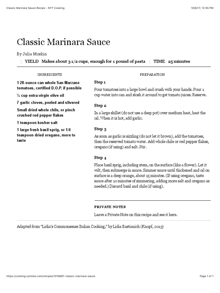 Classic Marinara Sauce Recipe NYT Cooking PDF Tomato Sauce Cuisine