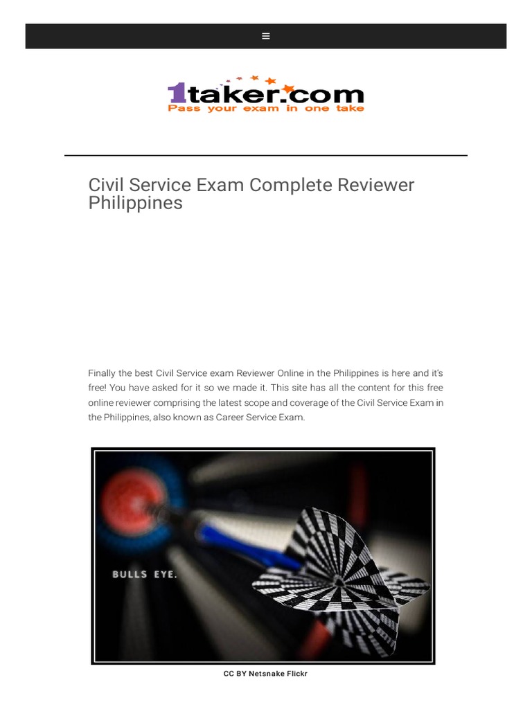 Civil Service Exam Complete Reviewer Phi | PDF | Test (Assessment ...
