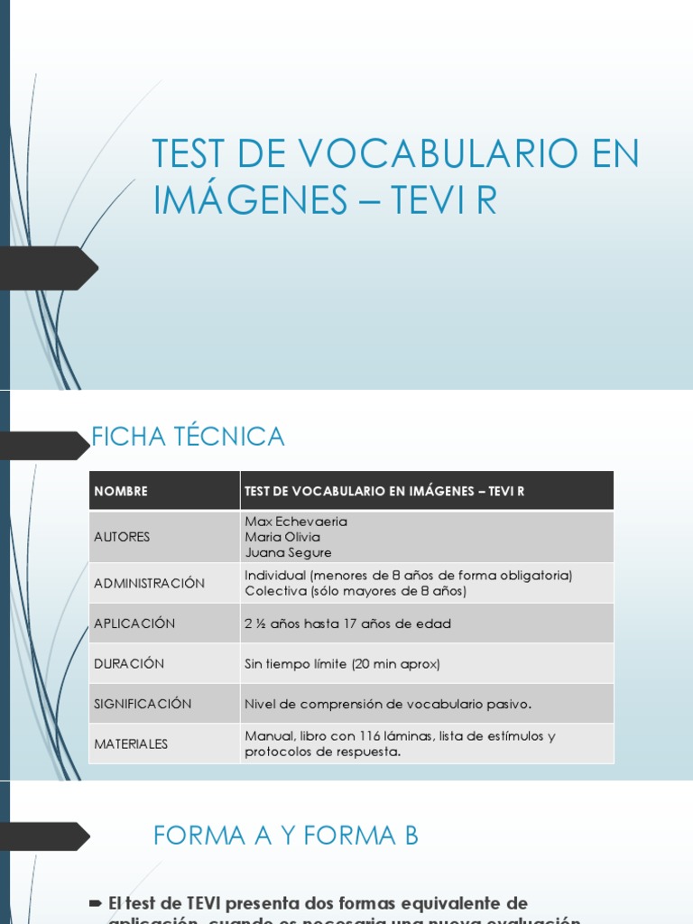 Test de Vocabulario TEVI-R: Guía y Aplicación | PDF | Sicología | Science