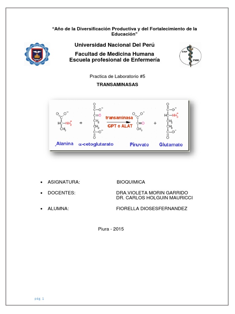 Práctica de Laboratorio: Transaminasas | PDF | Transaminasa | Enzima