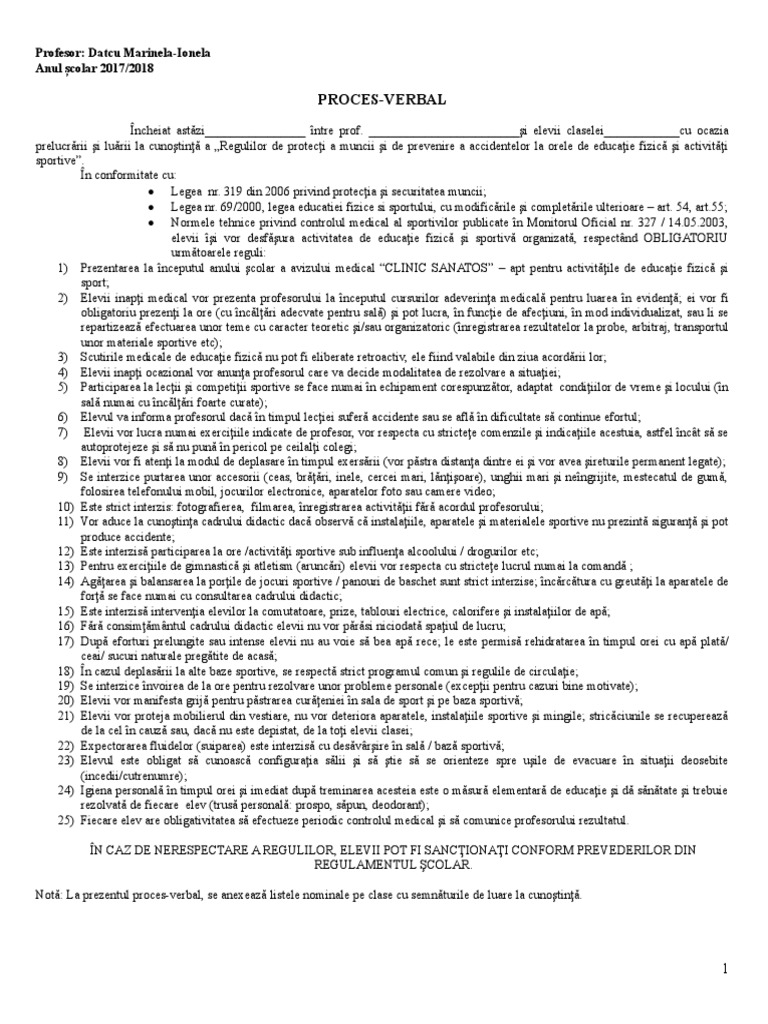 0 Proces Verbal Protectia Muncii Ed Fizica