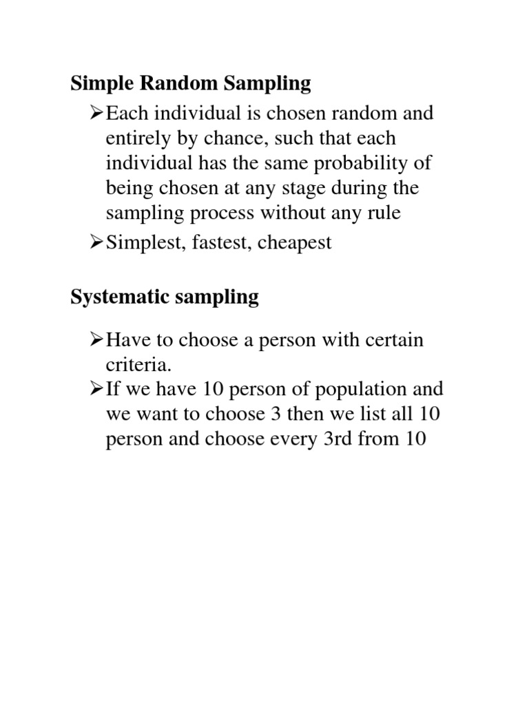 Notes Simple Random Sample vs Systematic Random Sample | Sampling ...