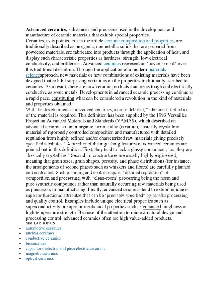 Advanced Ceramics | PDF | Ceramics | Sintering
