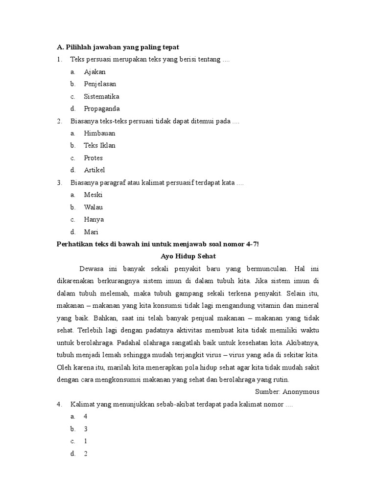 Contoh Soal Teks Persuasi Kelas 8 Kurikulum 2013 - Berbagai Teks Penting