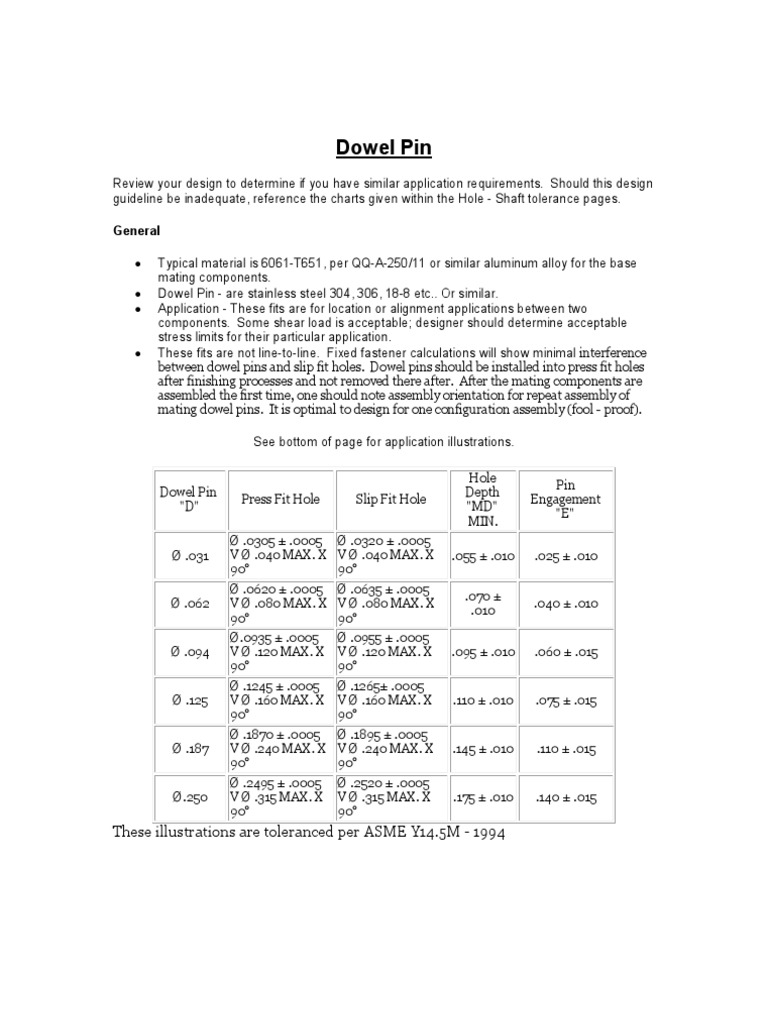 Dowel Pin | PDF | Engineering Tolerance | Metals