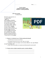 Test de Evaluare Comunicare În Limba Română Unitatea 3: Culorile Pământului