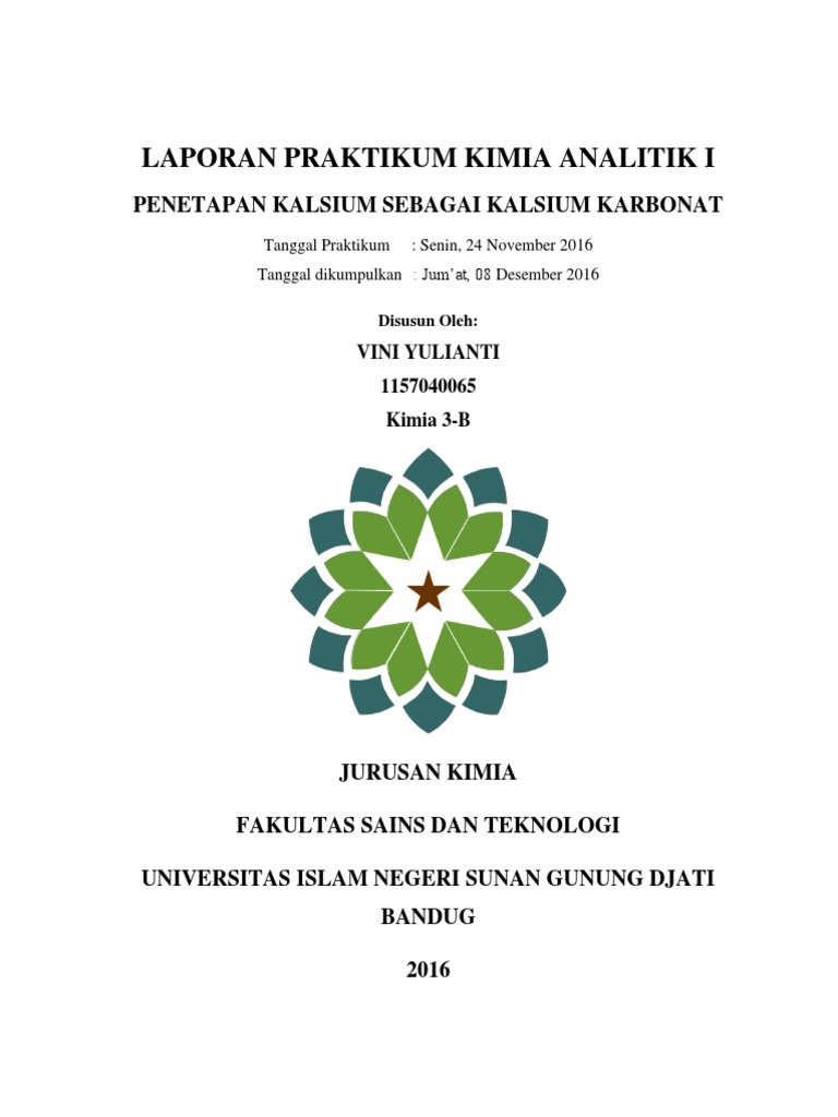 Percobaan 7 Penetapan Kalsium Sebagai Kalsium Karbonat