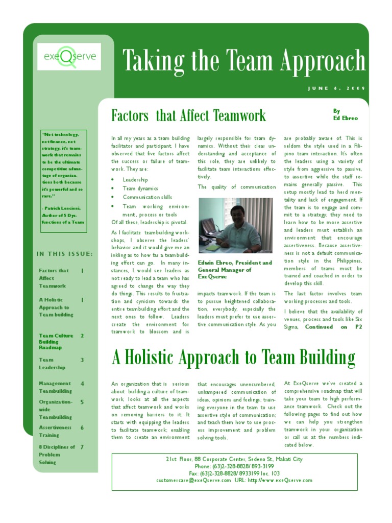 Factors Influencing Teamwork Success | PDF | Team Building | Leadership