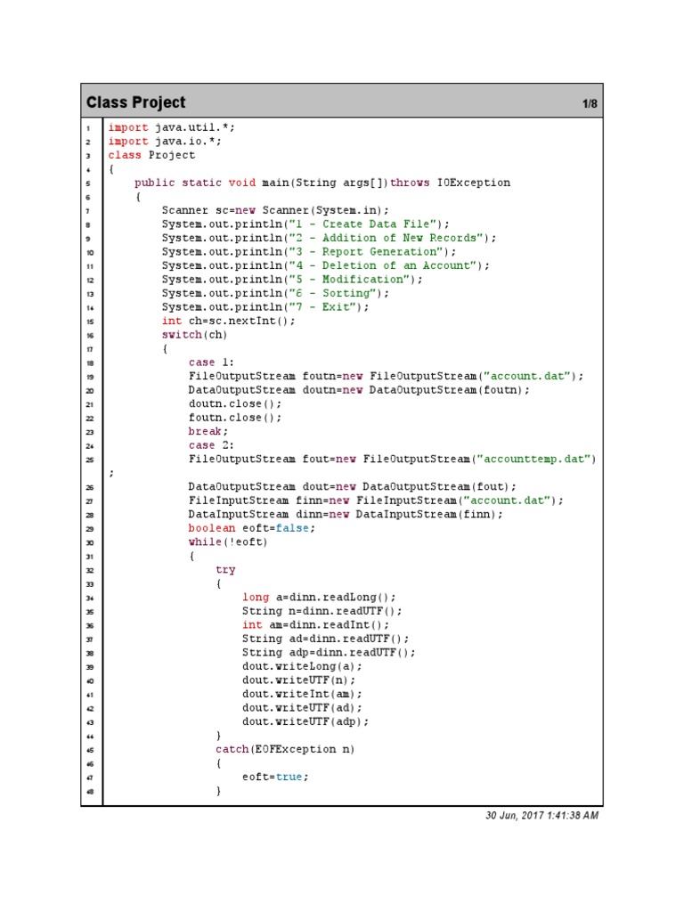 Class Project: Import Import Class Void | PDF | Computer Programming ...
