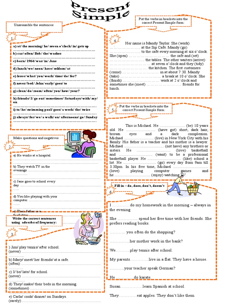 Present Simple Exercises Grammar Drills 1510 | PDF | Language Mechanics ...