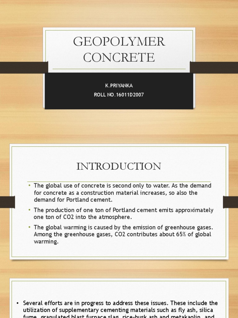 Geopolymer Concrete Pdf : Geopolymer Concrete and Their Structural ...