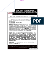 Job Notification Army Dental Corps Recruitment 2017 For 56 Posts of Short Service Commission