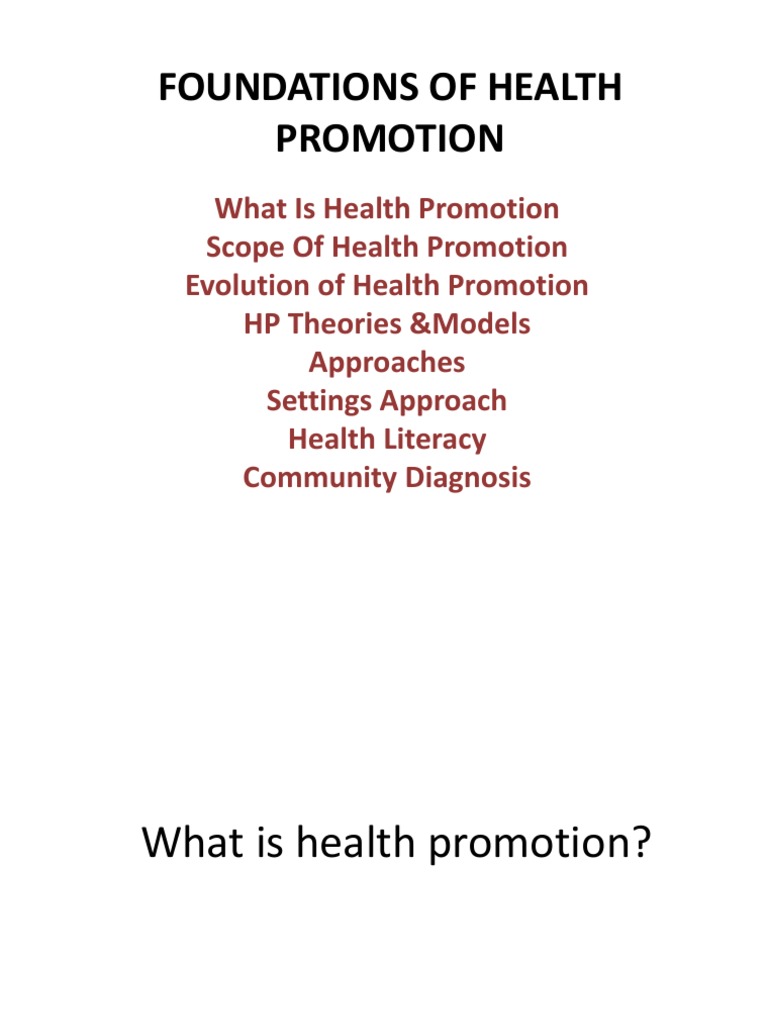 Foundations of Health Promotion MODULE PDF Health Promotion