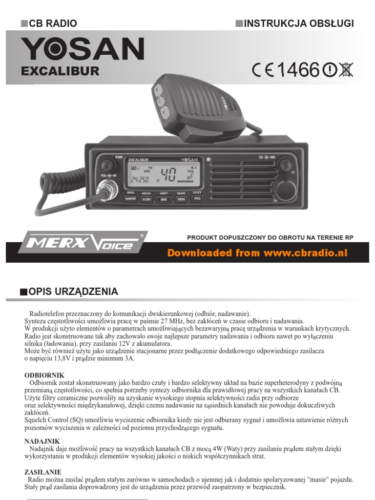 Manual Yosan Excalibur PL | PDF