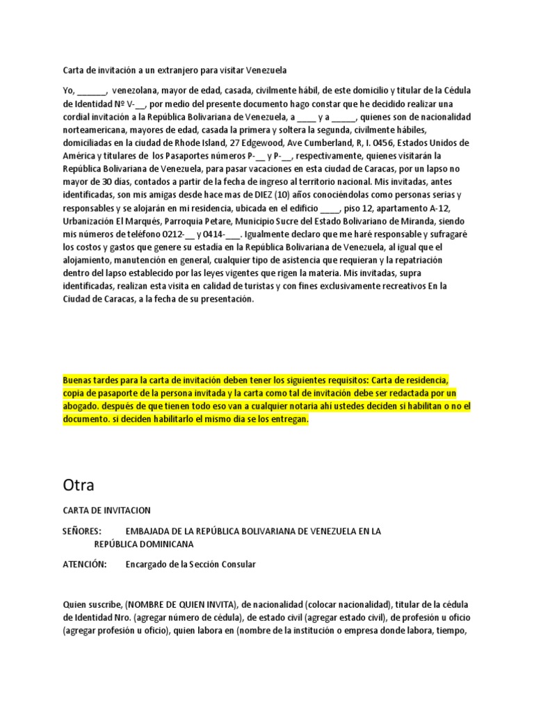 Modelo De Carta De Invitacion Para Viajar A Chile Noticias Modelo