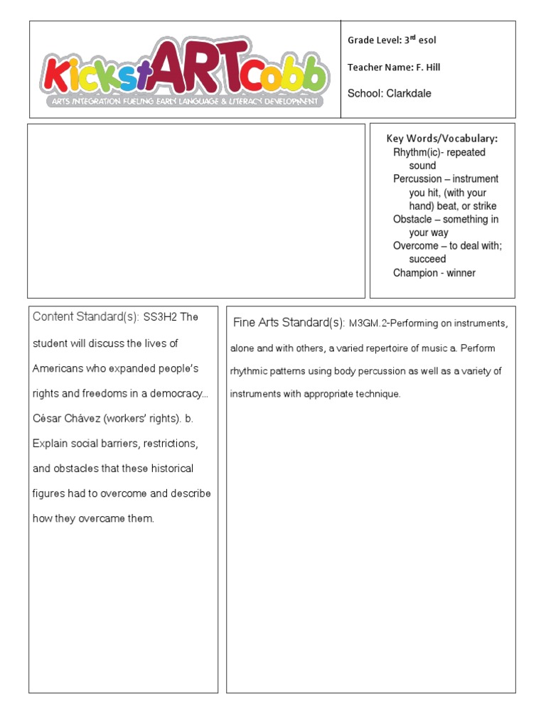 Kickstart Lesson Plan May2017 Pdf Educational Assessment Rhythm