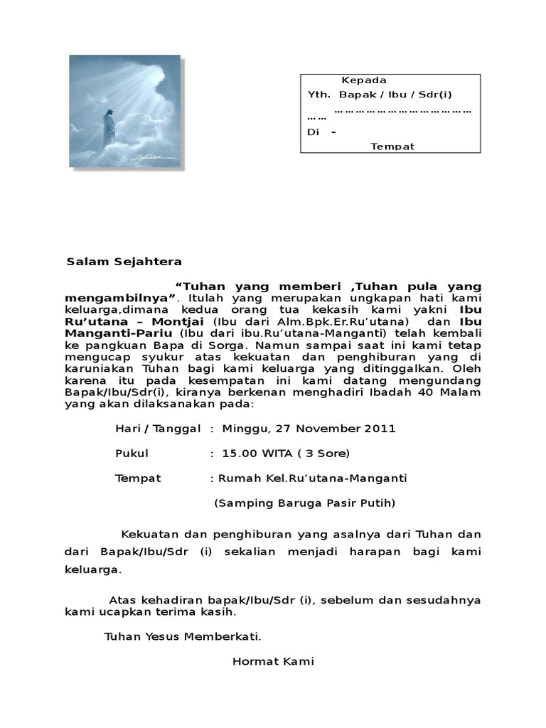 Undangan Penghiburan 40 Malam