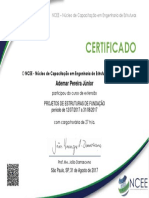 Certificado Ncee Projetos de Estruturas de Fundações