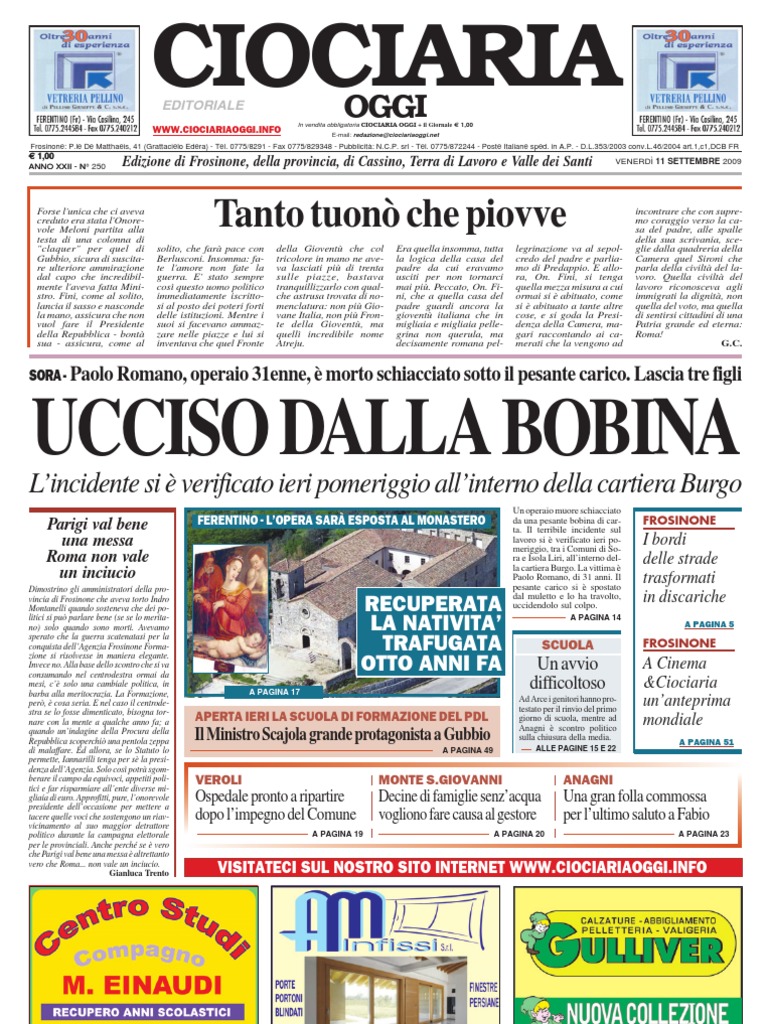 Ciociaria Oggi 11/09/09