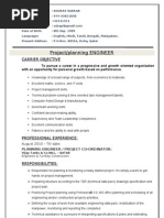 Resume For The Post of Project, Planning Engineer