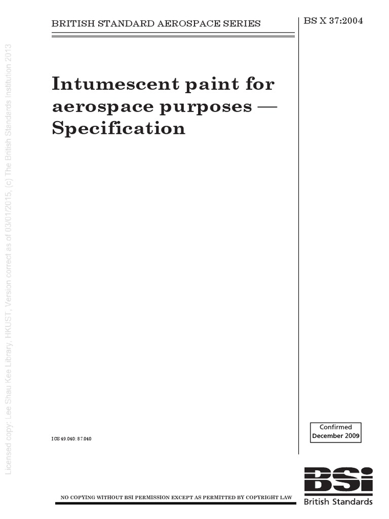 Intumescent Paint For Aerospace Purposes Specification British