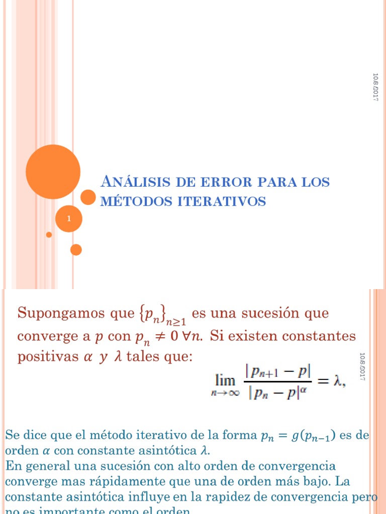 Nálisis De Error Para Los Métodos Iterativos