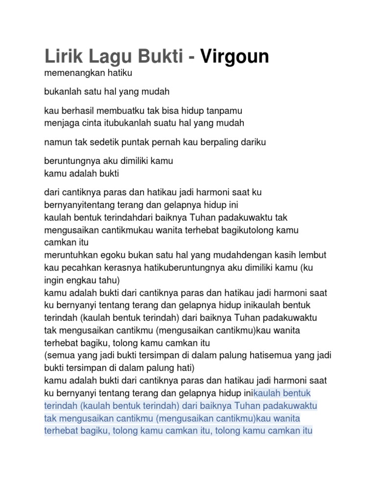 Lirik Lagu Bukti Pdf