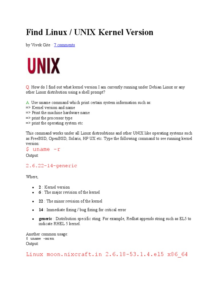 Find Your Linux Kernel Version | PDF | Teaching Methods & Materials ...