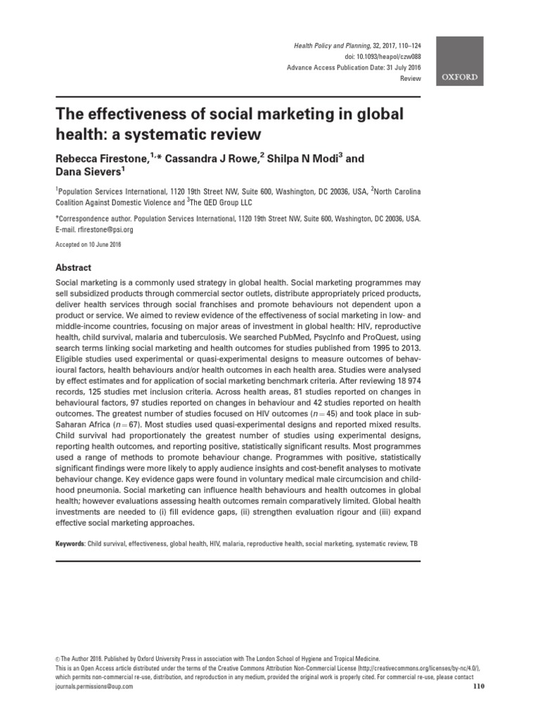 Effectiveness of Social Marketing in Health | PDF | Global Health ...
