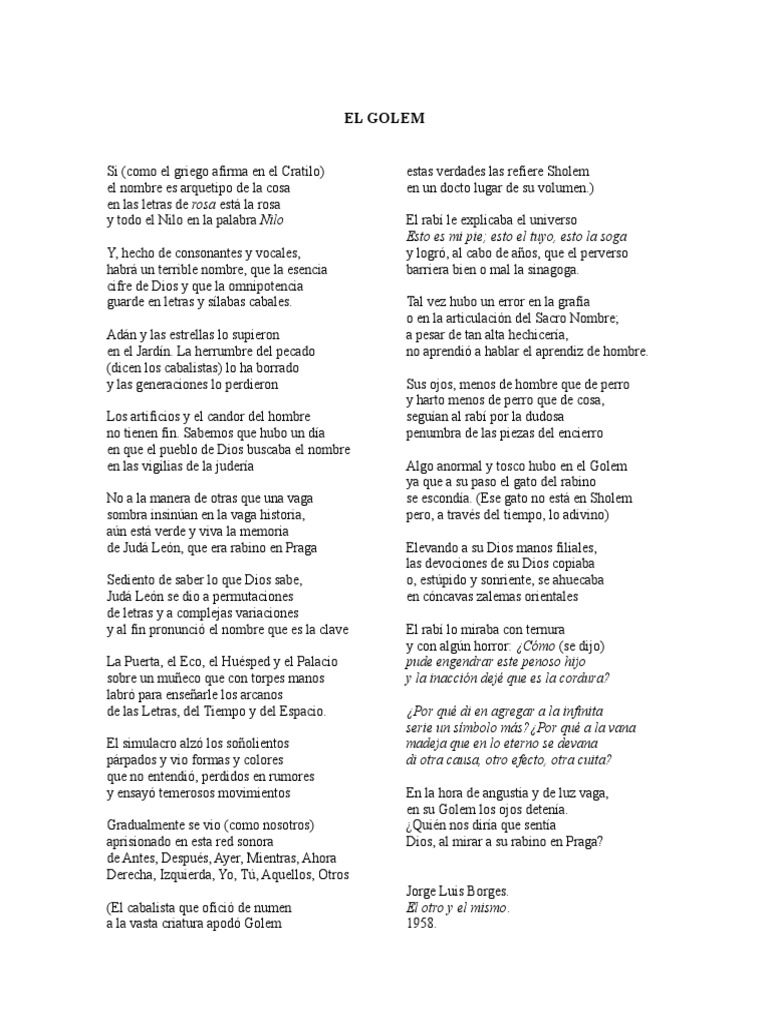 EL GOLEM. Luis PDF Religión y creencia Science