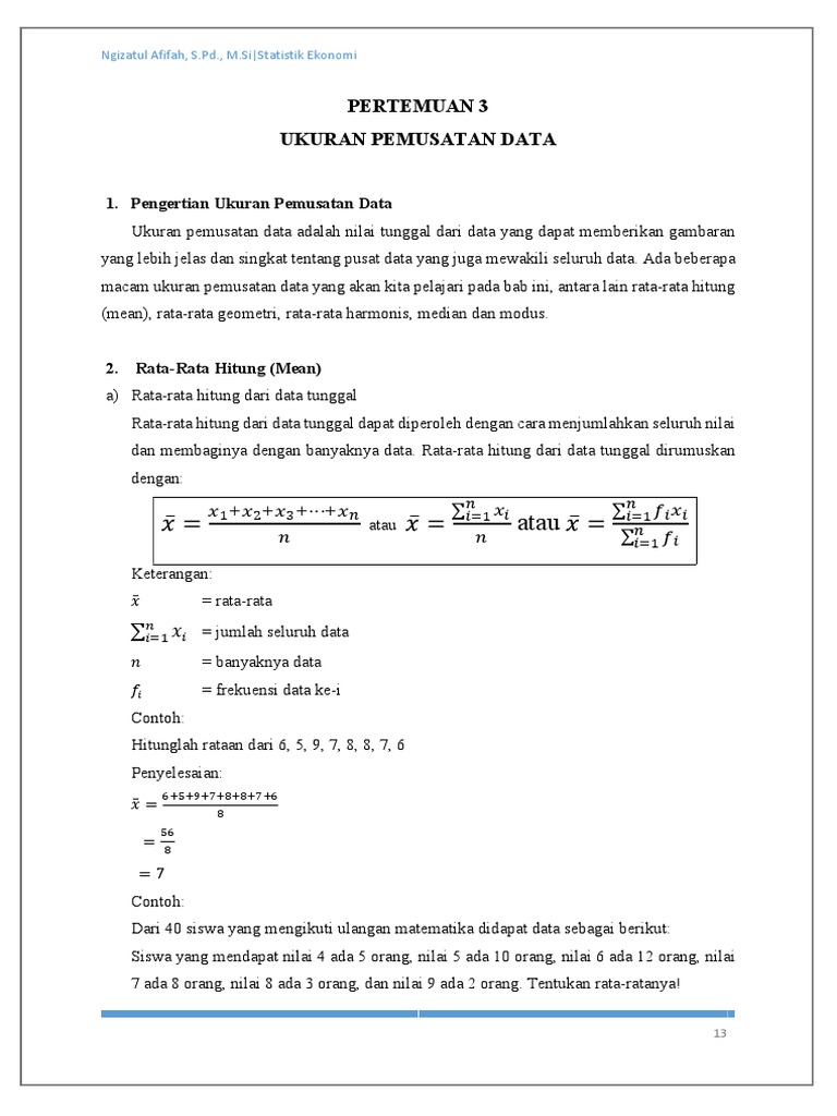 Pertemuan 3 Statistik Ekonomi Pdf