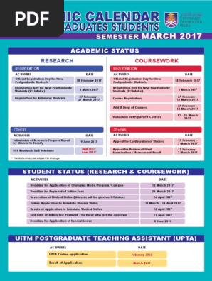 Kalendar Akademik Pascasiswazah Sem 2 20172018, PDF, Tuition Payments