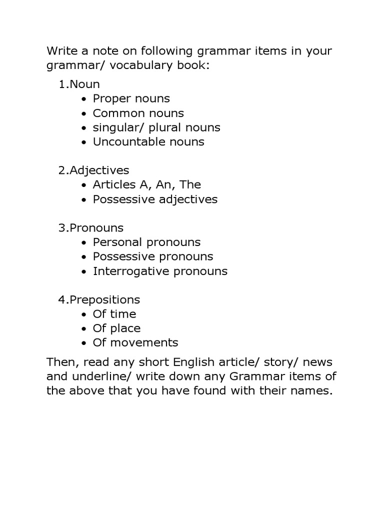 Form 4 English Grammar Notes | PDF
