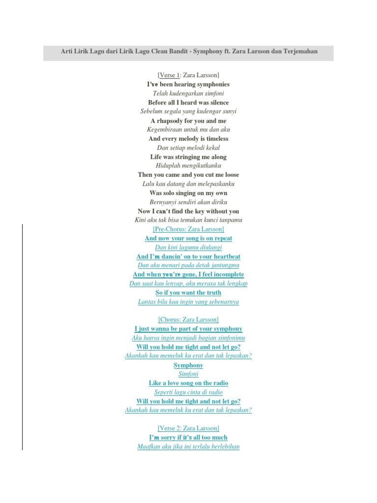 Lirik Symphony Hitam