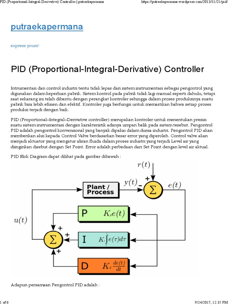 PID (Proportional-Integral-Derivative) Controller _ Putraekapermana