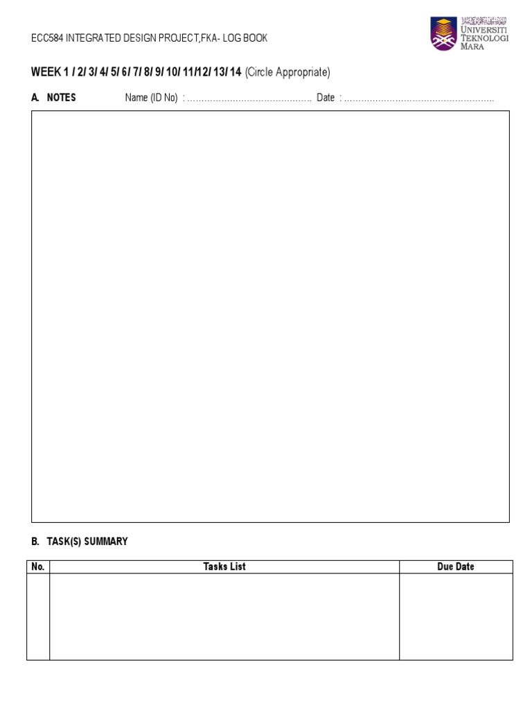 ECC584 Internship Logbook Template | PDF | Communication ...