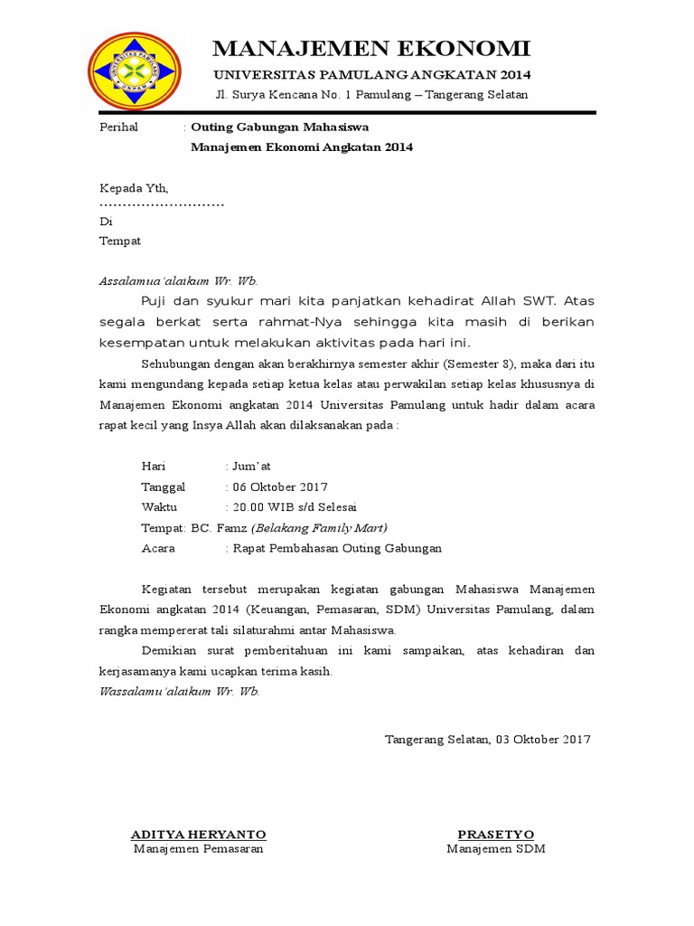 Contoh Surat Pemberitahuan Kegiatan Family Gathering 7 Contoh Surat Pemberitahuan Perusahaan Kepada Karyawan.