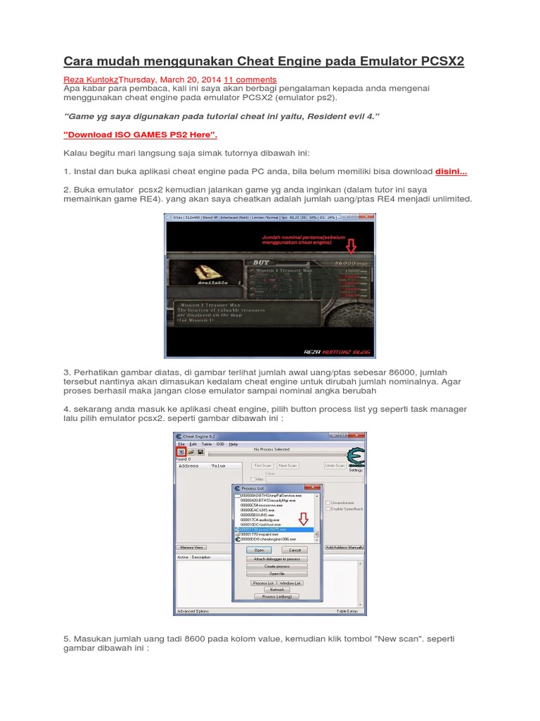 Cara cheat resident evil 4 di pcsx2