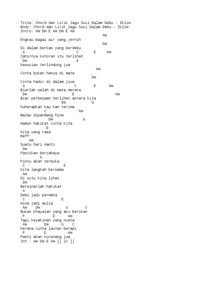 Lirik Lagu Cinta Suci