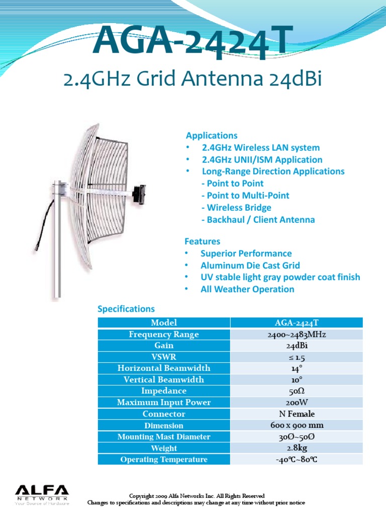 Aga 2424T | PDF | Antenna (Radio) | Electrical Engineering
