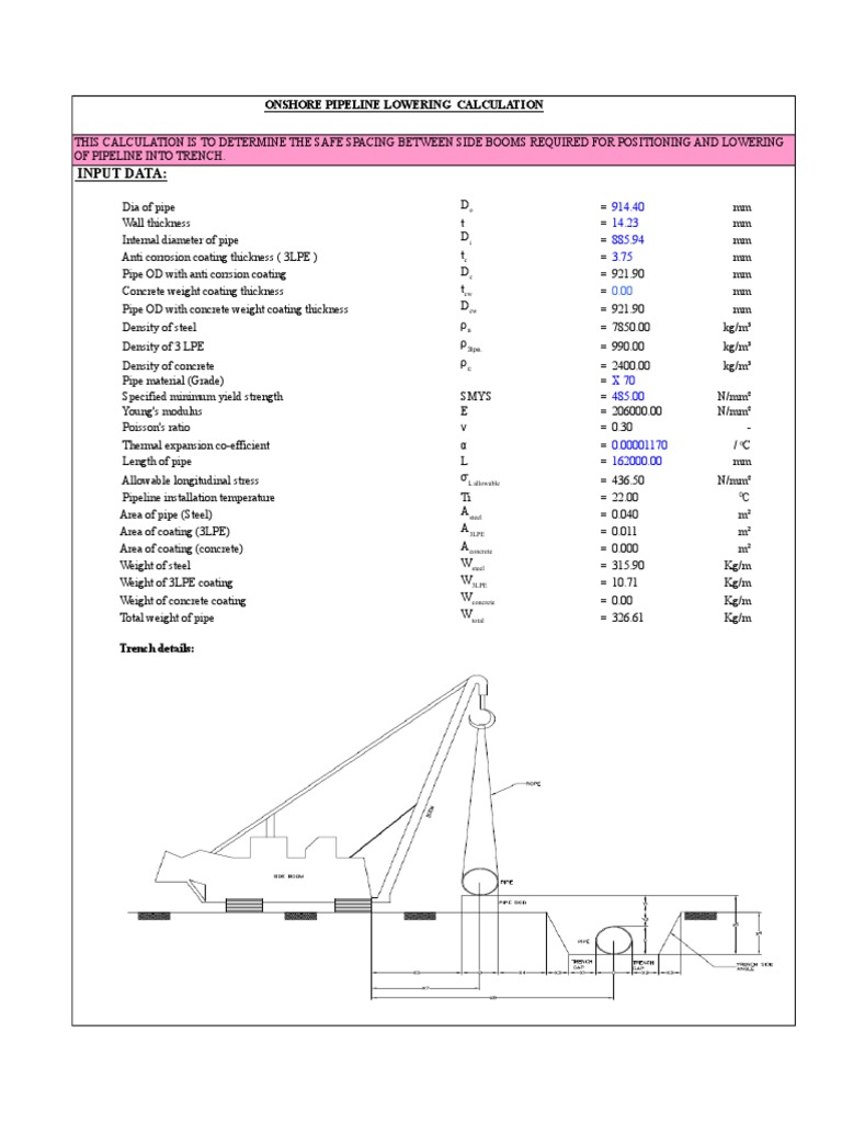 Pipeline Lowering Calculation Bending Pipe (Fluid Conveyance)