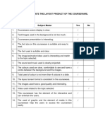 Checklist To Evaluate The Layout Product of The Courseware