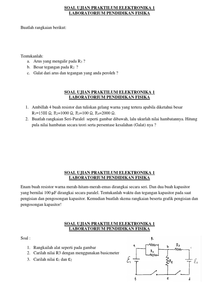 Soal Ujian Praktikum Elektronika