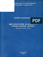 Nikodinovski, Zvonko - Metagovorni Glagoli U Francuskom Jeziku (M.A. Thesis), Filološki Fakultet, Beograd, 1985, 203 P