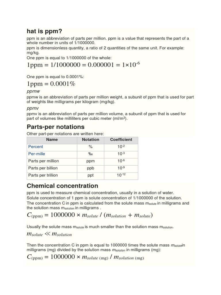 Arti | PDF Parts Per Notation | Concentration