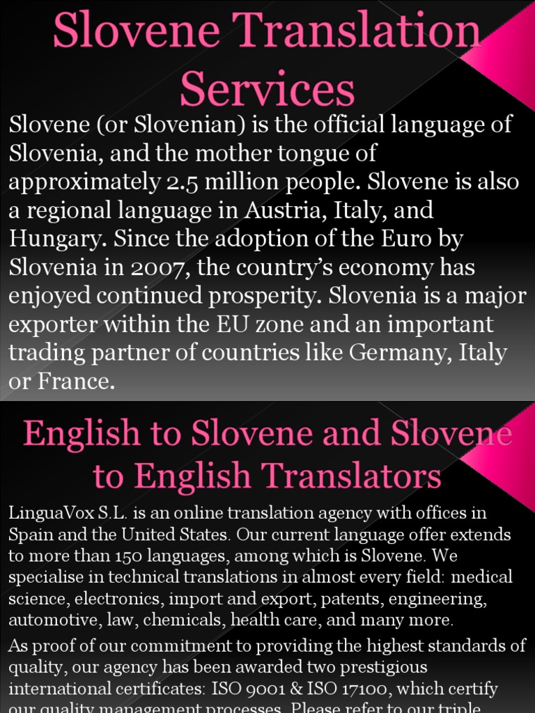 Slovene Translation Services Slovenia Iso 9000