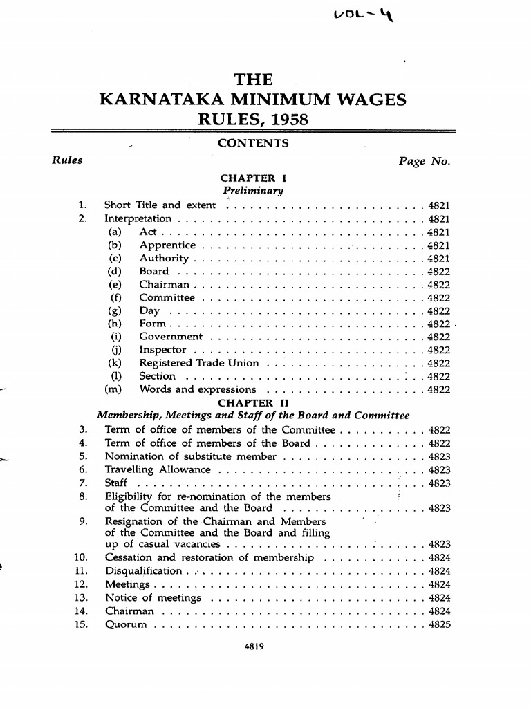 Minimum Wages Karnataka Rules 1958 Download Free PDF Wage Tax