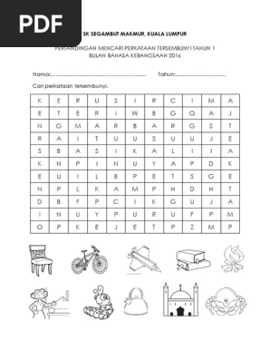 Cari Perkataan Tersembunyi Bahasa Melayu Tahun 1