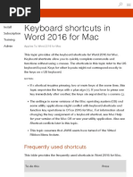 Keyboard Shortcuts in Word 2016 for Mac - Word for Mac